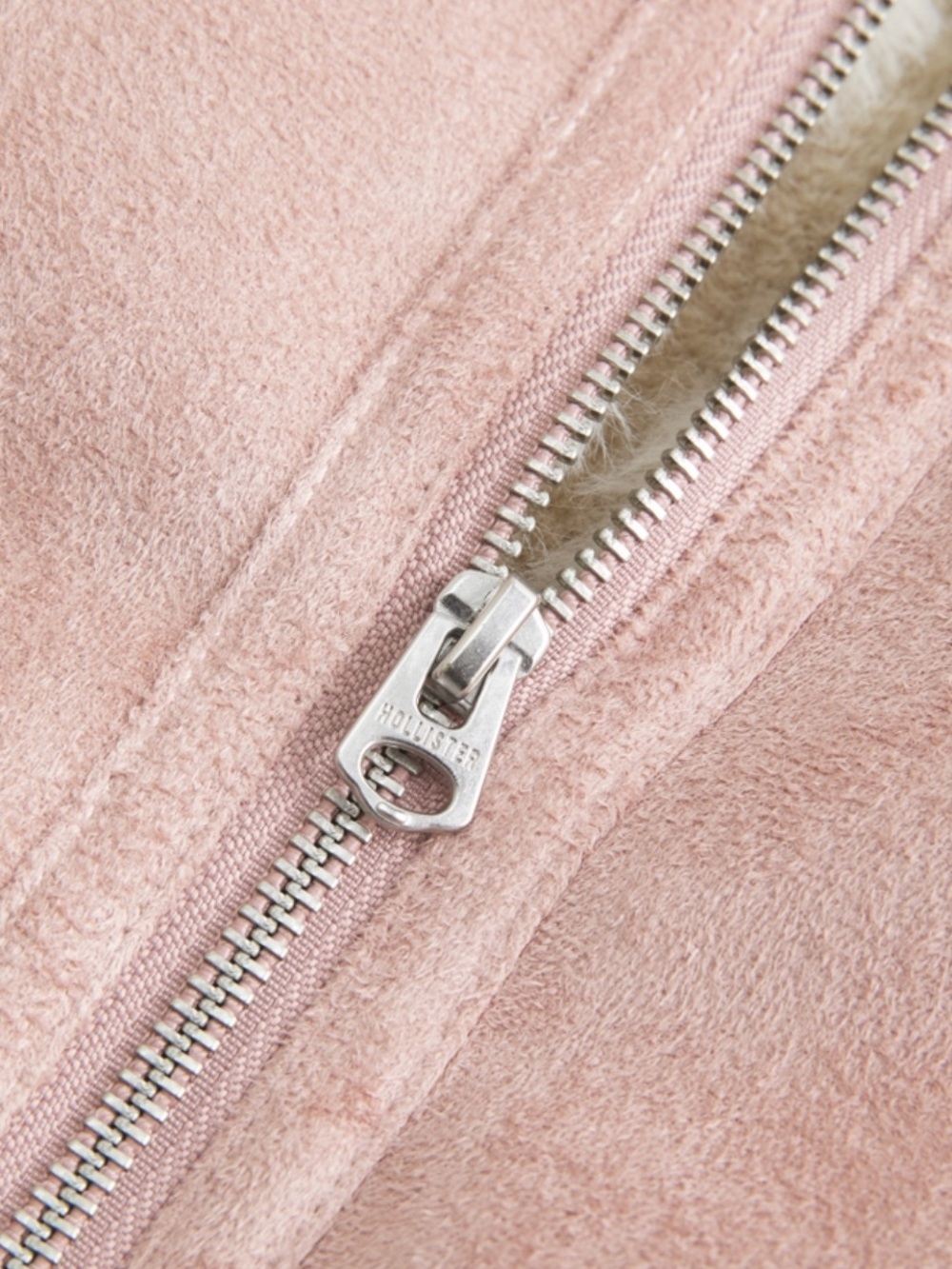Hollister Blush Faux-Suede Jacket with Cream Faux Fur Collar - Size Small - Picture 5 of 9